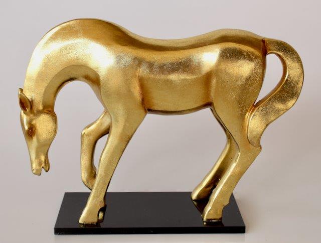 Gold Horse On Black Base